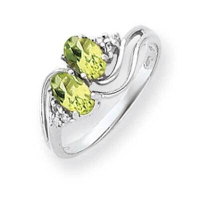 6x4mm Oval Peridot Diamond Ring 14k White Gold Y4618PE_AA, MPN: Y4618PE_AA, 883957468501