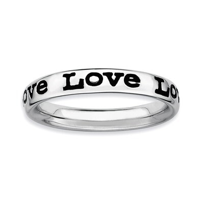 Enameled Love Ring - Sterling Silver Polished QSK102, MPN: QSK102, 886774209173