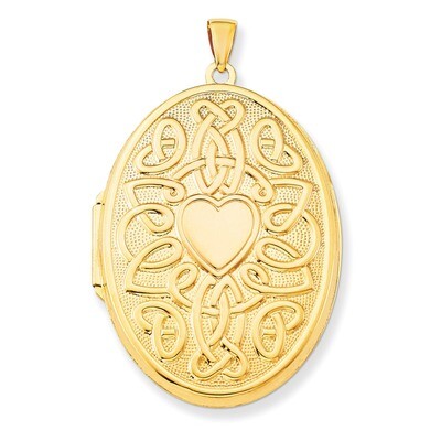 Celtic Heart 38mm Oval Locket 14k Yellow Gold XL385, MPN: XL385, 886774128481