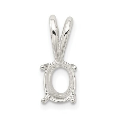 Oval 4-Prong 5 x 3mm Fixed Bail Pendant Setting Sterling Silver SS3247, MPN: SS3247,
