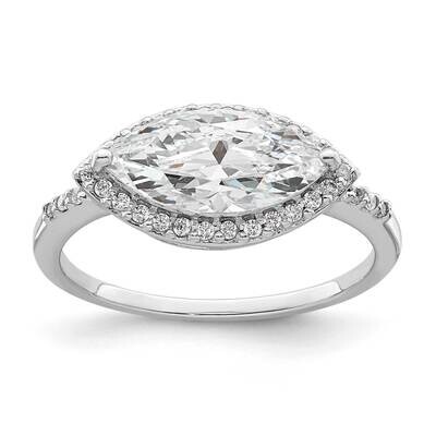 Marquise Halo CZ Diamond Ring Sterling Silver Rhodium-Plated QR7311, MPN: QR7311,