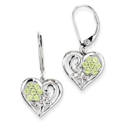 Peridot Diamond Earrings Sterling Silver QE10261PE, MPN: QE10261PE, 883957434285