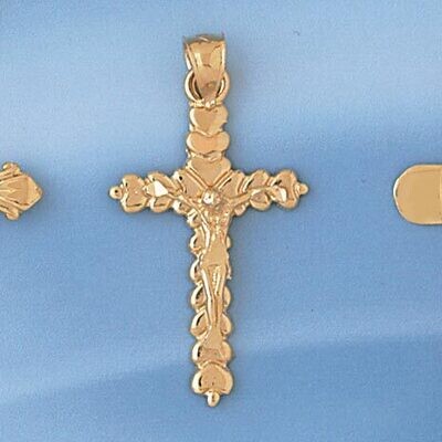 Dazzlers Jewelry Jesus Christ on Cross Pendant Necklace Charm Bracelet in Yellow, White or Rose Gol…
