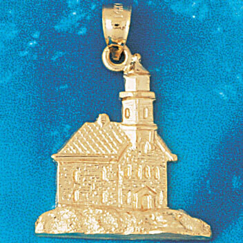 Dazzlers Jewelry Lighthouse Pendant Necklace Charm Bracelet in Yellow, White or Rose Gold 1445, MPN…