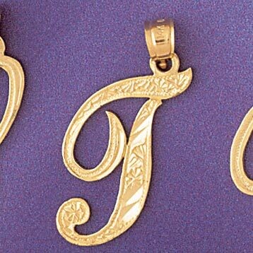 Dazzlers Jewelry Initial T Pendant Necklace Charm Bracelet in Yellow, White or Rose Gold 9566t, MPN…