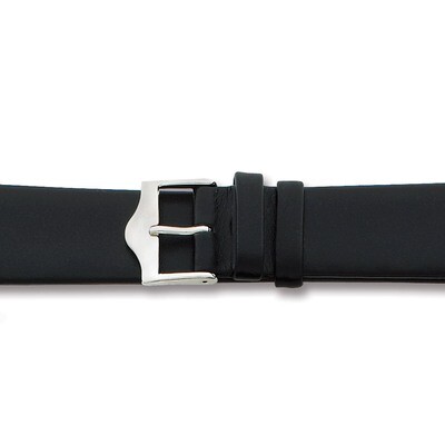 20mm Long Flat Black Leather Watch Band 8.25 Inch Silver-tone Buckle BA90L-20, MPN: BA90L-20, 88677…