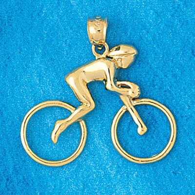 Dazzlers Jewelry Biker Bicycle Pendant Necklace Charm Bracelet in Yellow, White or Rose Gold 3648, …