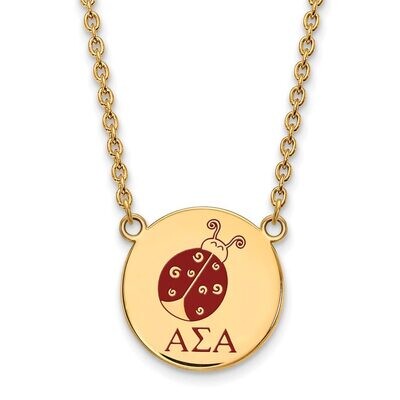 Alpha Sigma Alpha Small Enameled Pendant with 18 Inch Chain Gold-plated Silver GP045ASI-18, MPN: GP…