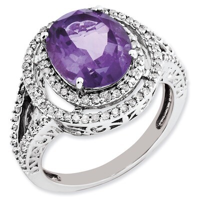Amethyst &amp; Diamond Ring Sterling Silver QR3053AM, MPN: QR3053AM, 886774171722