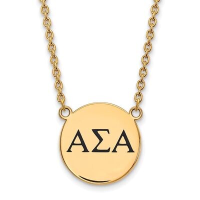 Alpha Sigma Alpha Small Enameled Pendant with 18 Inch Chain Gold-plated Silver GP017ASI-18, MPN: GP…