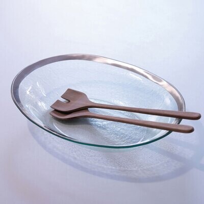 Annieglass Platinum Roman Antique Large Oval Serving Bowl 12 1/2 x 15 1/2 Inch, MPN: P219, UPC: