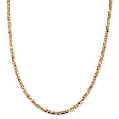 18 Inch 3.8mm Tri-color Pave Valentino Chain 14k Gold &amp; Rhodium PVL080-18, MPN: PVL080-18, 88395717…