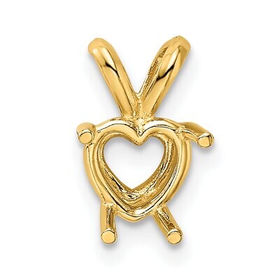 Heart 4-Prong Cast Medium Weight 3.0mm Pendant Setting 14k Yellow Gold YG998, MPN: YG998,