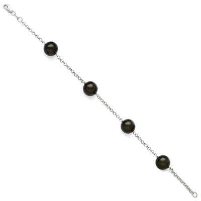 10-11Mm Black Shell Bead 4 Station Bracelet Sterling Silver QMJB104B-7.5, MPN: QMJB104B-7.5, 886774…