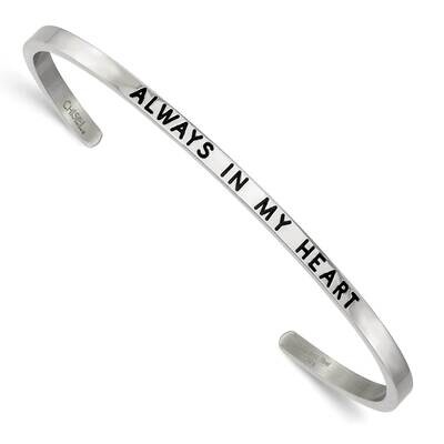 Enamel Crystal Always In My Heart 3mm Bangle Stainless Steel Polished SRB2672, MPN: SRB2672, 191101…