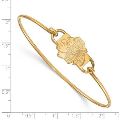 NHL Chicago Blackhawks Small Ctr Wire Bangle Gold-plated Sterling Silver GP019BLA-7, MPN: GP019BLA-…