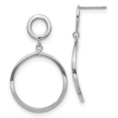 Leslie&#39;s Polished Round Dangle Post Earrings 10k White Gold HB-10LE458, MPN: 10LE458, 191101735011