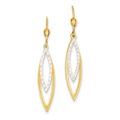 Diamond-cut Leverback Earrings 14k Two-Tone Gold TL305, MPN: TL305, 869786089353