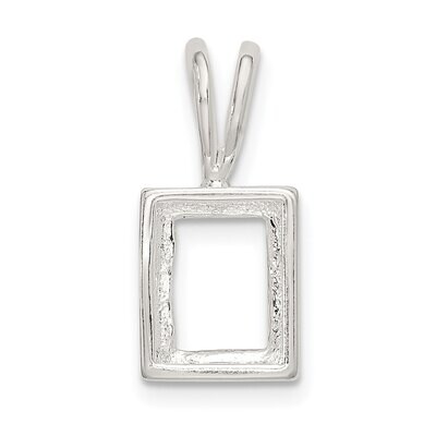 Emerald 5 x 3mm Back Set Fixed Bail Pendant Setting Sterling Silver SS3260, MPN: SS3260,