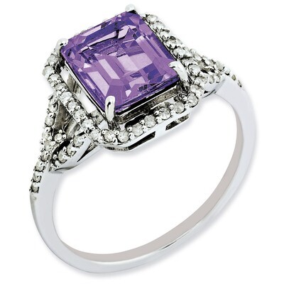 Amethyst &amp; Diamond Ring Sterling Silver QR3072AM, MPN: QR3072AM, 883957641805