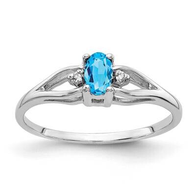 5x3mm Oval Blue Topaz AA Diamond Ring 14k White Gold Y2080BT/AA, MPN: Y2080BT/AA, 883957704128