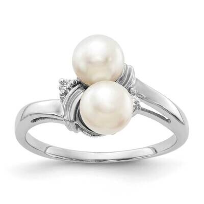 5.5mm Fw Cultured Pearl Aaa Diamond Ring 14k White Gold Y4371PL/AAA, MPN: Y4371PL_AA, 883957088280