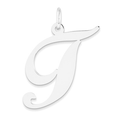 Large Fancy Script Initial T Charm 14k white Gold YC655T, MPN: YC655T, 191101634772