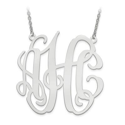 XL Laser Polished Circular Shaped Monogram Plate with Chain 14k White Gold XNA550W, MPN: XNA550W, 8…