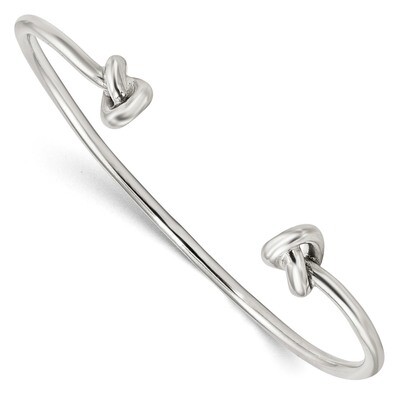 Knotted Ends Cuff Bangle Sterling Silver Polished QB1175, MPN: QB1175, 191101271373