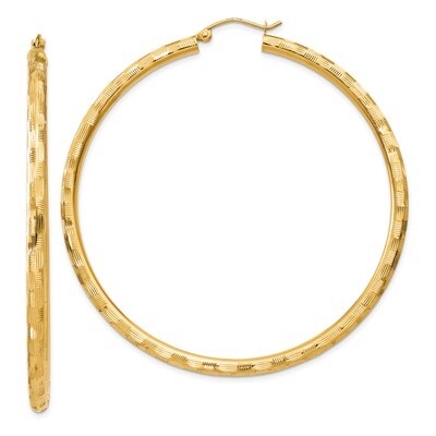 Hoop Earrings 14k Gold Textured TF562, MPN: TF562, 886774731919
