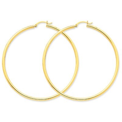 2.5mm Lightweight Round Hoop Earrings 14k Gold Polished T930L, MPN: T930L, 883957287720