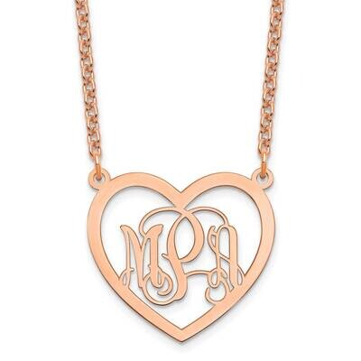 Polished Heart Monogram Necklace Sterling Silver Rose-plated XNA595RP, MPN: XNA595RP,