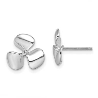 Three Blade Propeller with Center Bead Post Earrings 14k White Gold Polished TE747W, MPN: TE747W, 8…