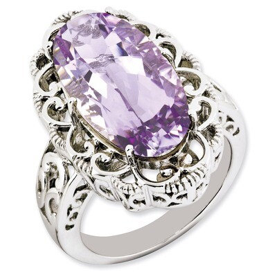 Oval Pink Quartz Ring Sterling Silver QR3281PQ, MPN: QR3281PQ, 886774201443