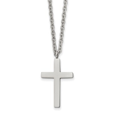 25mm Cross 18 inch Necklace Stainless Steel Polished SRN2503-18 by Chisel, MPN: SRN2503-18, 1911016…