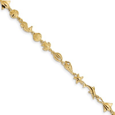 7 Inch Textured Sea Life 7 inch Bracelet 14k Gold Polished FB1494-7, MPN: FB1494-7, 883957606453