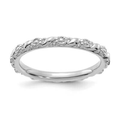 Polished Flower Ring Sterling Silver Rhodium-plated QSK2058, MPN: QSK2058, 191101209796