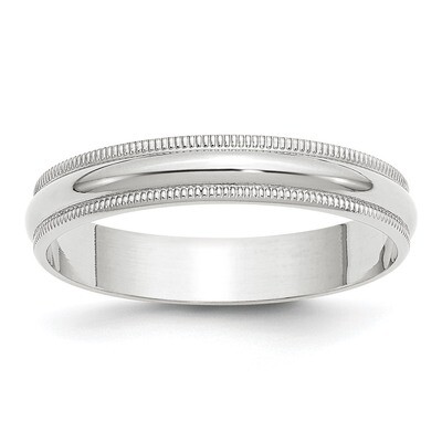 4mm Lightweight Milgrain Half Round Band 14k White Gold WML040 Engravable, MPN: WML040, 886774472430