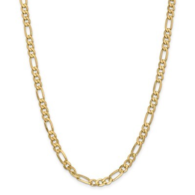 26 Inch 6.25mm Flat Figaro Chain 14k Gold FFL160-26, MPN: FFL160-26, 191101979835