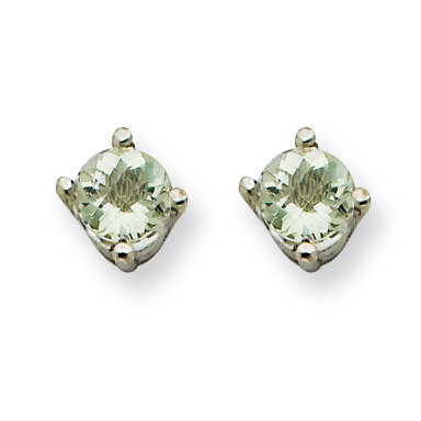 4mm Round Green Quartz Earrings 14k White Gold XE71WCG, MPN: XE71WCG, 883957097107