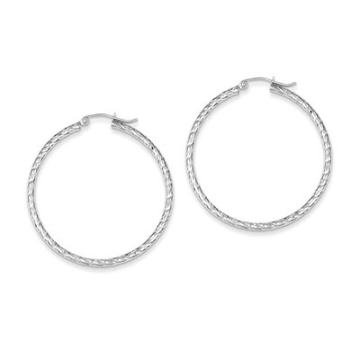 2mm x 40mm Hoop Earrings Sterling Silver Rhodium-plated QE8079, MPN: QE8079, 883957578842