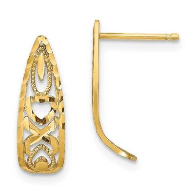 Heart X Mini Post Earring 14k Gold Diamond-cut TE734, MPN: TE734, 637218078660