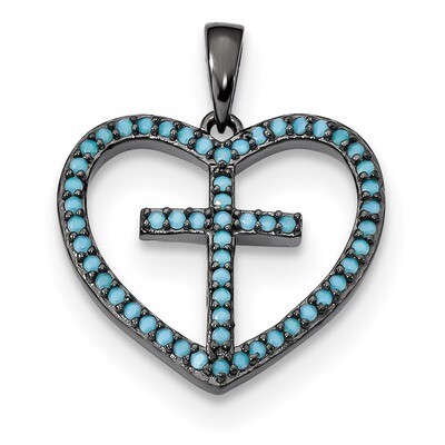 Black-Rhodium Dyed White Howlite Cross Pendant Sterling Silver QP4751, MPN: QP4751,