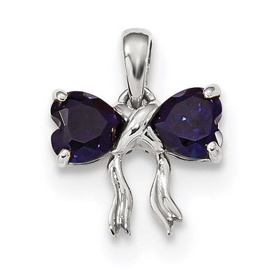 Created Sapphire Bow Pendant 14k white Gold Polished XBS580, MPN: XBS580, 883957174006