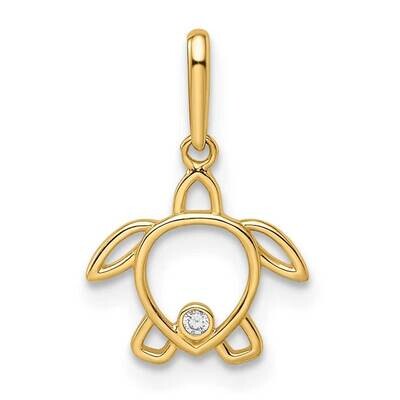 Turtle Pendant 14k Gold CZ Diamond GK1090 by Madi K, MPN: GK1090,