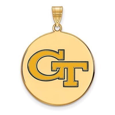 Georgia Institute of Technology Large Enamel Disc Pendant Gold-plated Silver GP068GT, MPN: GP068GT,…