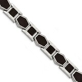 Black Carbon Fiber Inlay 8.75 in Link Bracelet Stainless Steel Polished SRB1825-8.75 by Chisel, MPN…