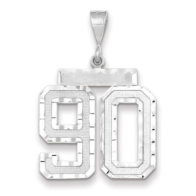 Number 90 Charm 14k white Gold Large Diamond -cut WLN90, MPN: WLN90, 883957124667