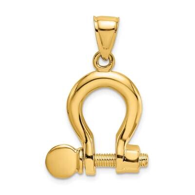 Large Shackle Charm 14k Gold 3-D K7975, MPN: K7975, 637218185498