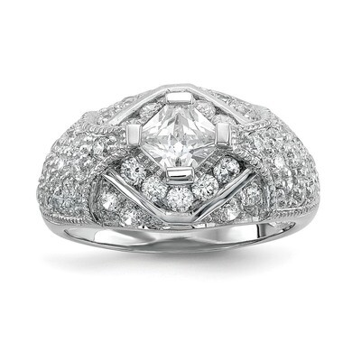 CZ Diamond Ring Sterling Silver Rhodium-plated QR6629, MPN: QR6629,